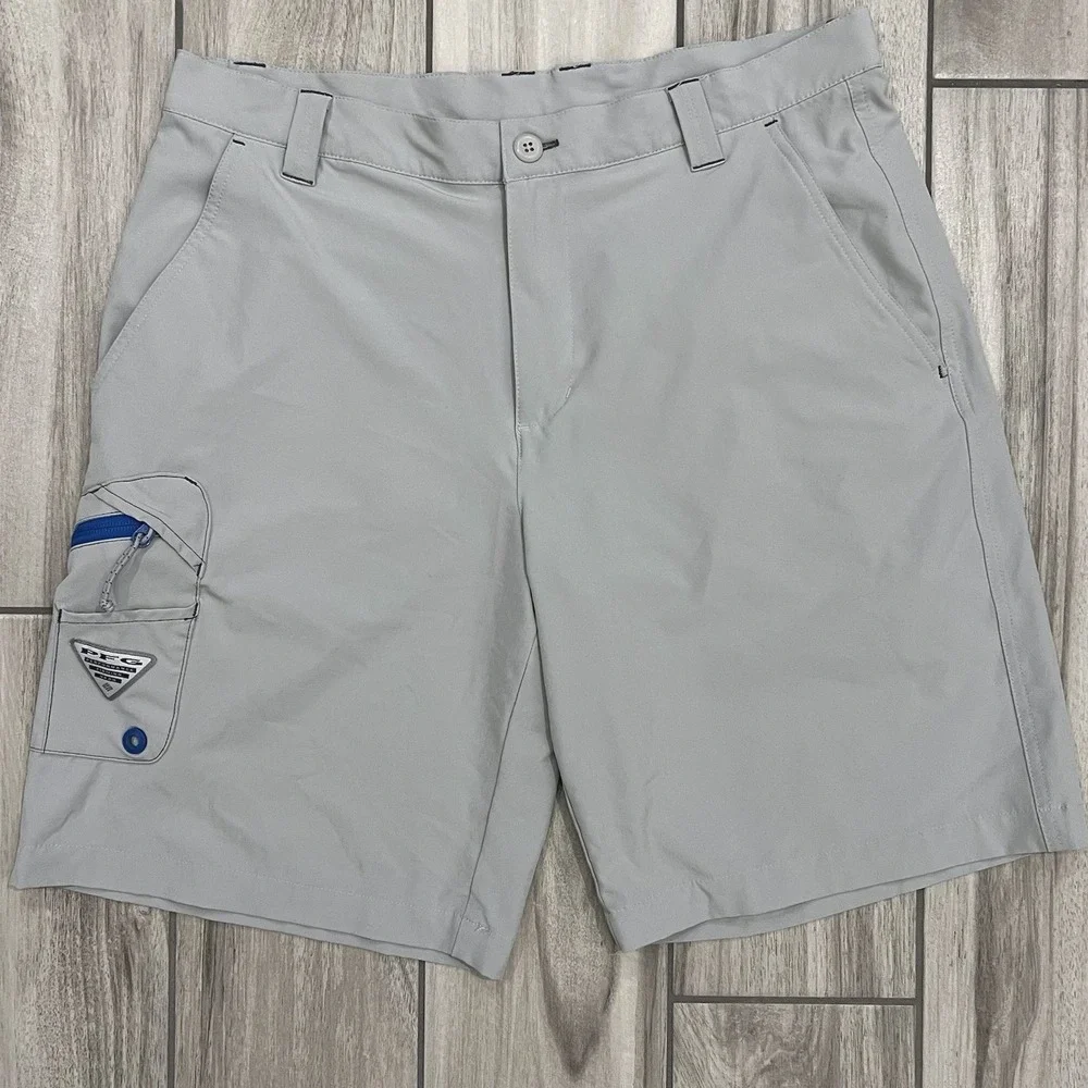 Columbia PFG Shorts Mens 34 Grey Excellent Omni-Shield Fishing Performance 10L - Picture 1 of 7